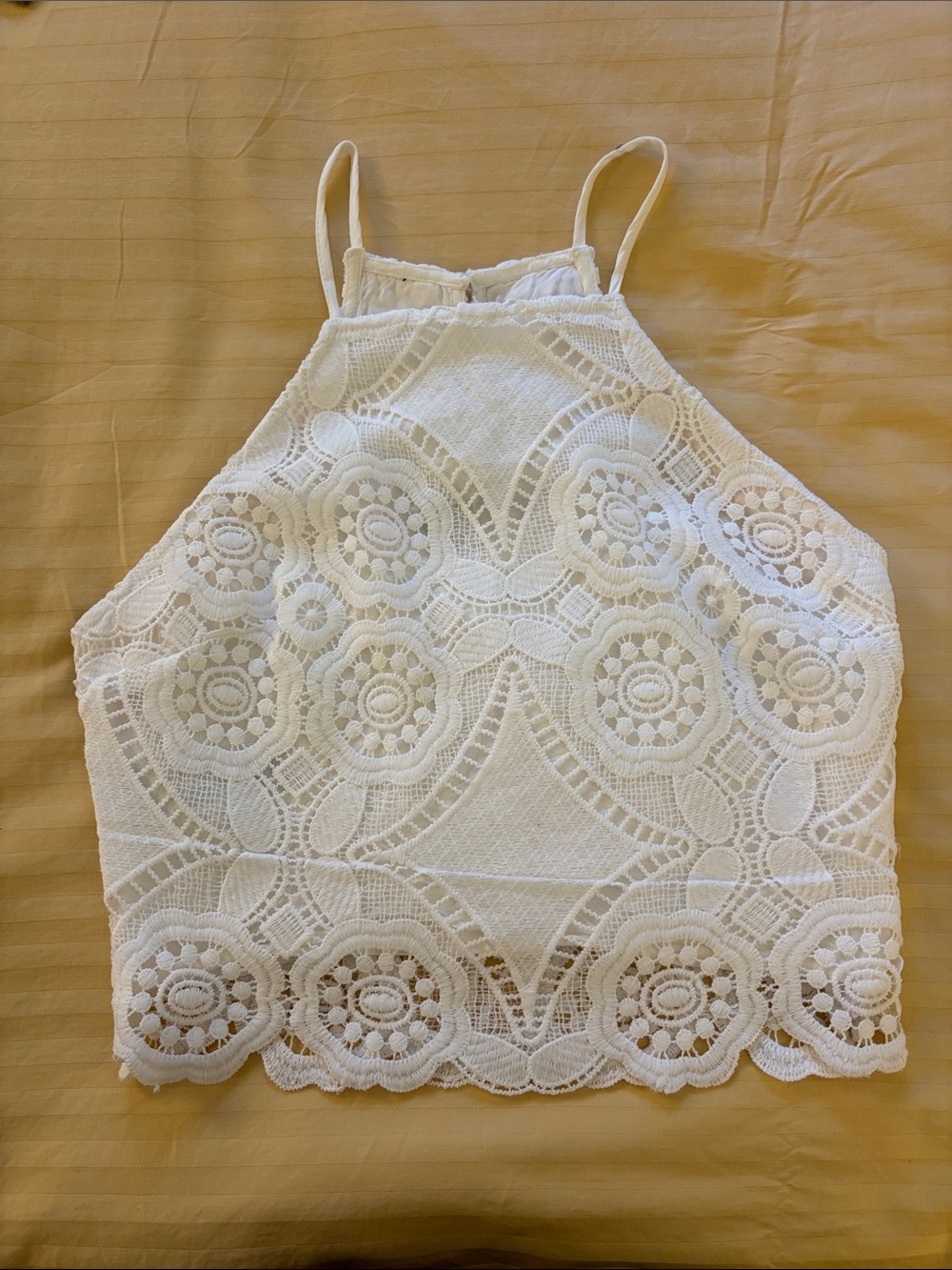 Abercrombie White Crochet Halter Crop Top